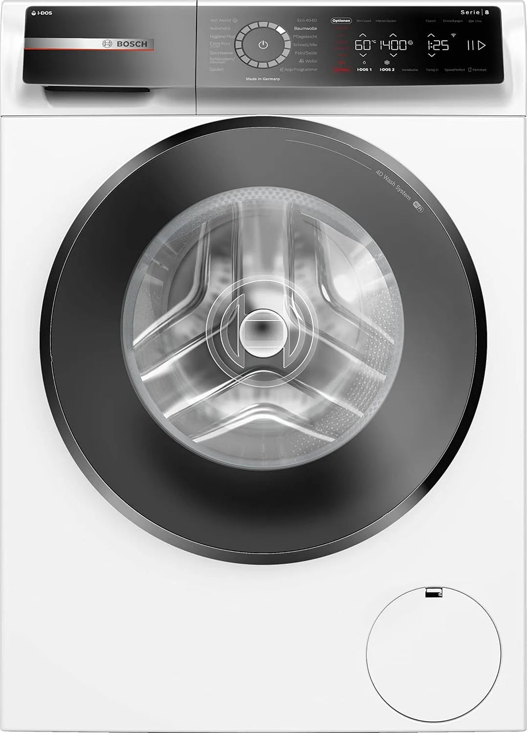 Bosch Serie 8 WGB244A40 Lavatrice, 9 kg, Home Connect, 1400 giri, min, Speed Perfect, i-DOS con scansione detergente, Made in Germany, Iron Assist