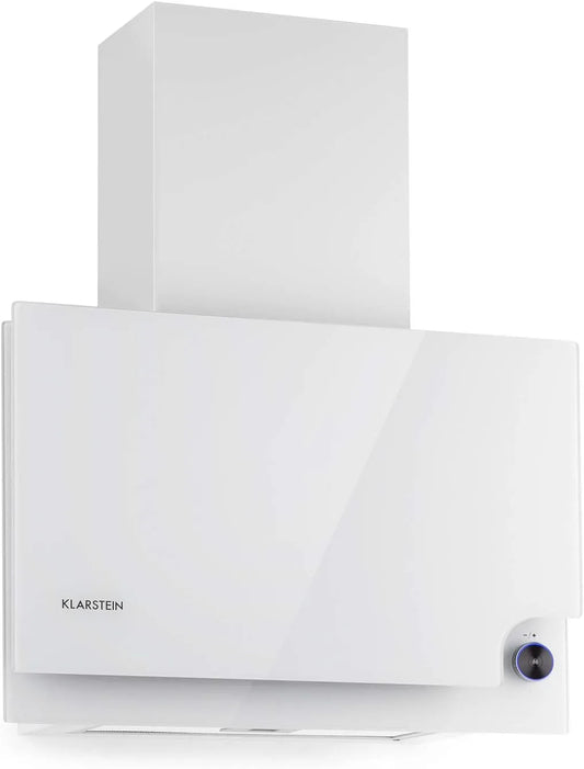 Klarstein Cappa aspirante, 60 x 47 x 23, 5 cm, 123 W, 586 m3/h, cappa da cucina, illuminazione LED, touch, 3 livelli, bianco, Cappa a testa libera