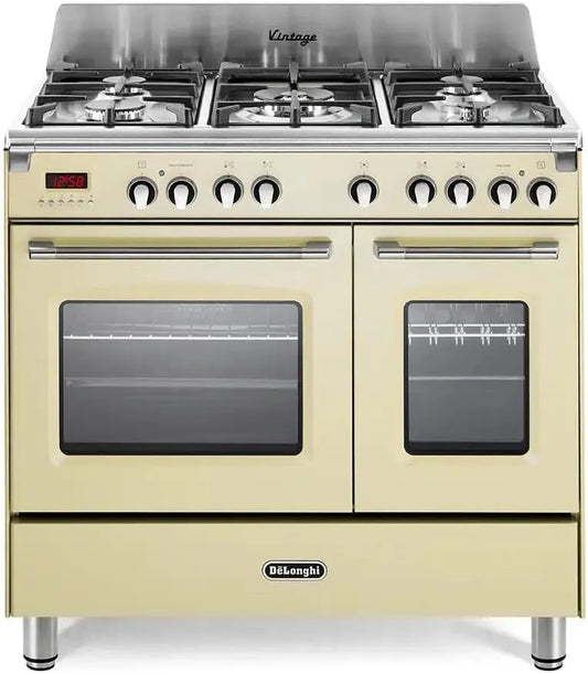Cucina a gas con forno elettrico, 90x60 cm, 5 fuochi, MEM 965T, BX ED, Crema