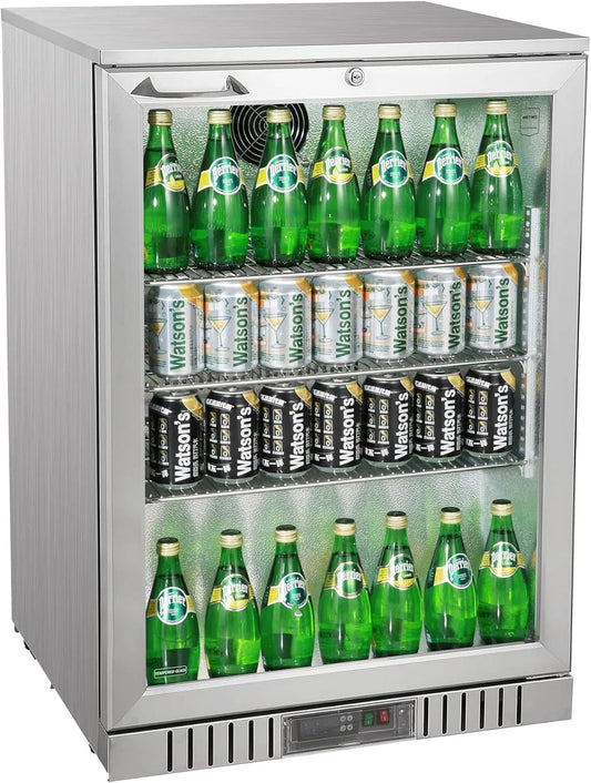 Frigorifero, 127 L, vetro, acciaio inox, Raffreddamento Ventilato, con Serratura e Chiave