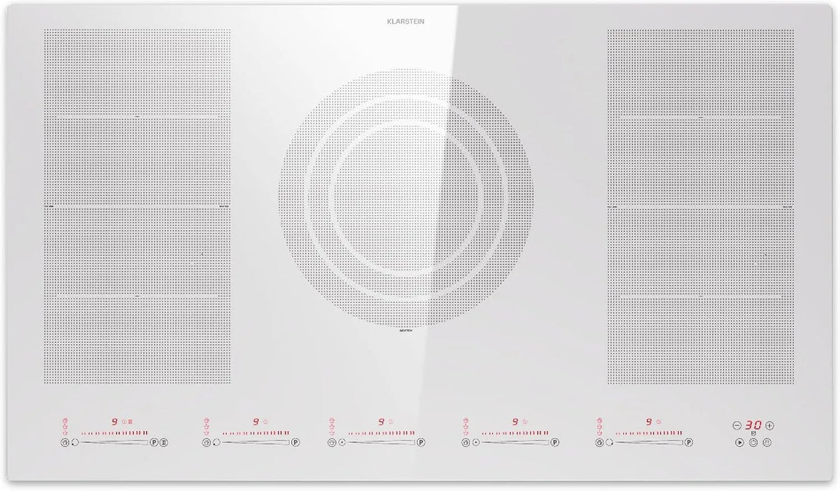 Klarstein Piano cottura a induzione, 5 fuochi, 9600 W, piastra a induzione, touch, da incasso, Piano Cottura Elettrico Vetroceramica con Zone