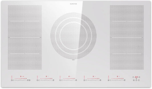 Klarstein Piano cottura a induzione, 5 fuochi, 9600 W, piastra a induzione, touch, da incasso, Piano Cottura Elettrico Vetroceramica con Zone