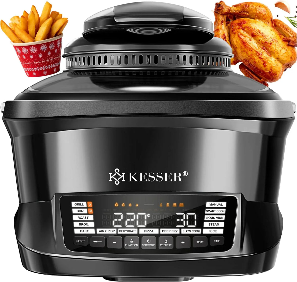 Forno elettrico, 8 L, 16 programmi, vapore, Cuocere al Forno, Cuocere a Bassa Temperatura, Preriscaldamento