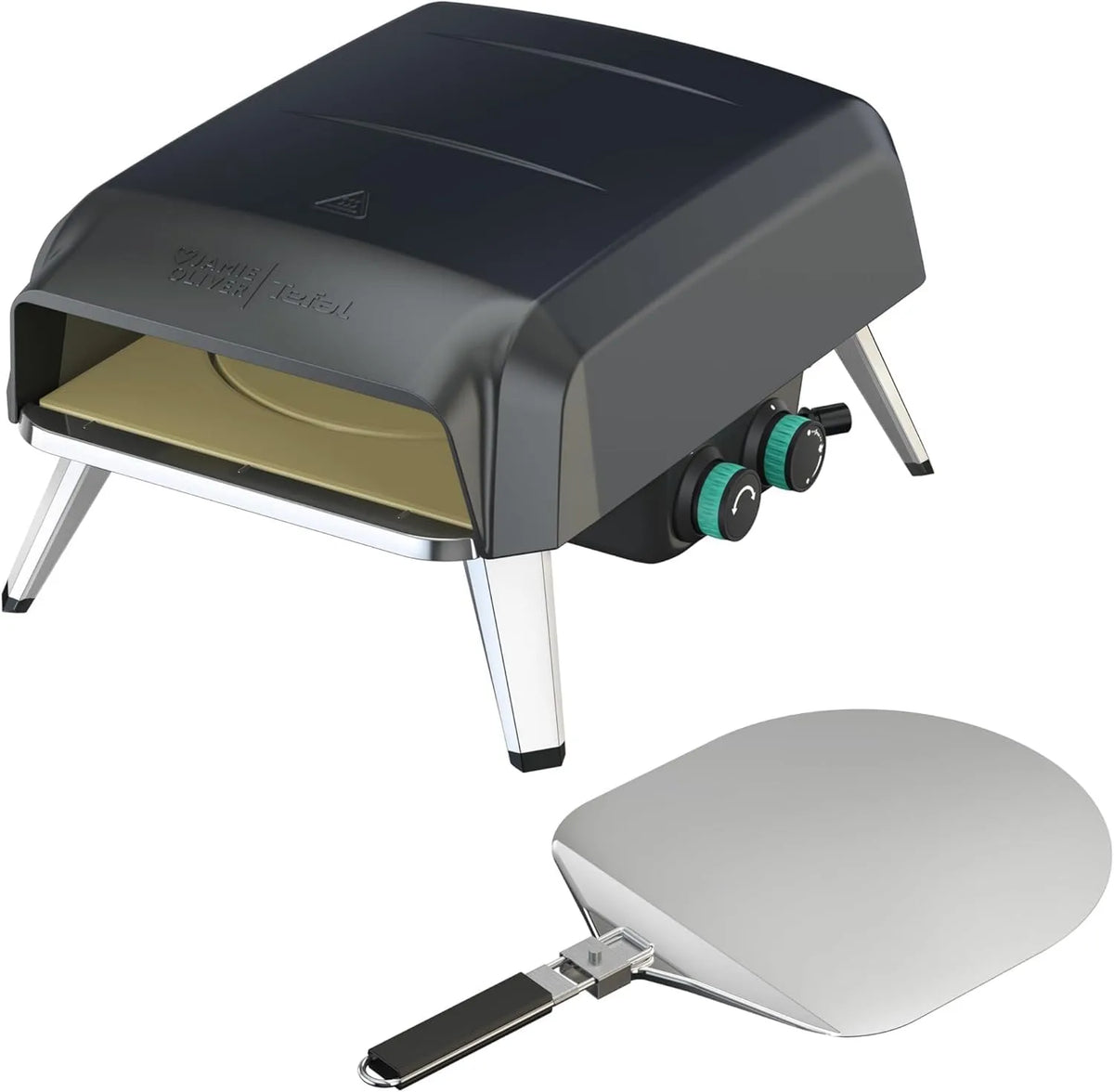 Tefal JM4168D0 Forno elettrico per pizza, pietra refrattaria, pietra girevole a 360°, Jamie Oliver by Tefal JM4168D0 - Forno per pizza a gas, con pala
