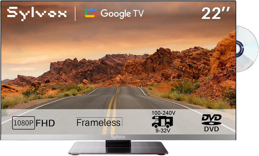 Google 1080P Smart TV, 22 pollici, 12 V, televisore, Lettore DVD Integrato, SYLVOX 22' Smart Google 12V TV per Camper