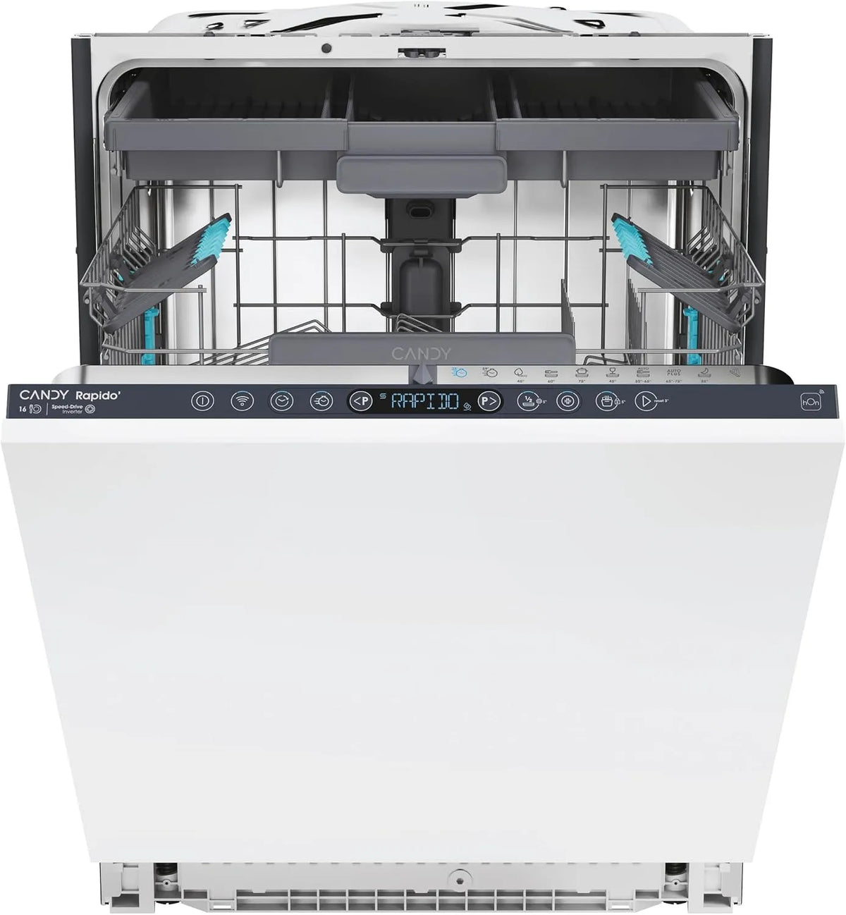 Candy 6B0S3PSA Lavastoviglie, 60 CM, 10 programmi, 40 dB, Wi-Fi, Altezza Cestino Superiore Regolabile, 16 Servizi, Rapidò CS, 40DB, Digitale