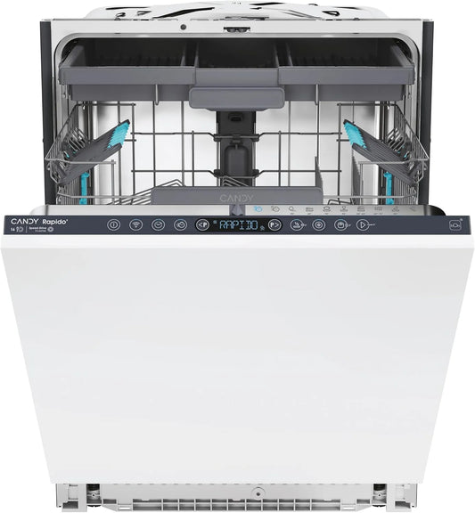 Candy 6B0S3PSA Lavastoviglie, 60 CM, 10 programmi, 40 dB, Wi-Fi, Altezza Cestino Superiore Regolabile, 16 Servizi, Rapidò CS, 40DB, Digitale