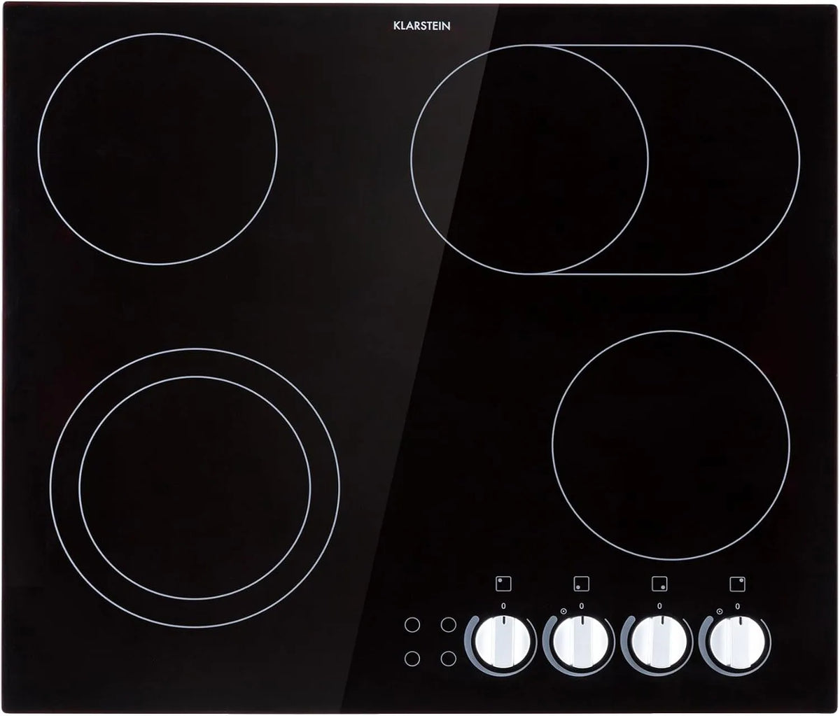 Klarstein Piano cottura in vetroceramica, 4 fuochi, 6100 W, touch, timer, Design Moderno per Cucina