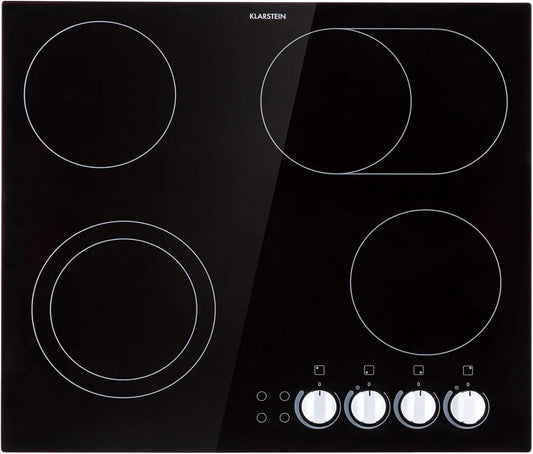 Klarstein Piano cottura in vetroceramica, 4 fuochi, 6100 W, touch, timer, Design Moderno per Cucina