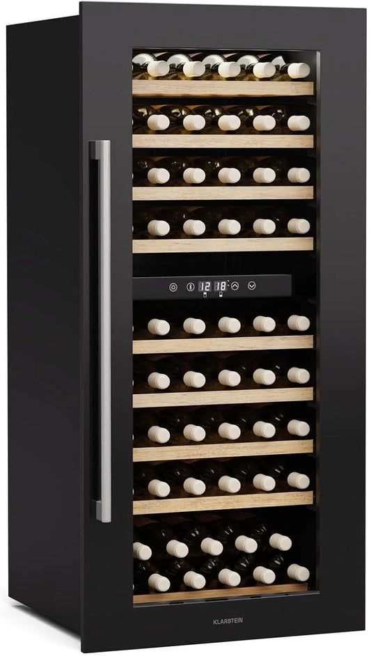 Klarstein Cantinetta vino, 79 bottiglie, 5 a 22 °C, da incasso, touch, nero, Doppia Temperatura 5-22°C, LED