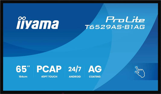 Display digital signage, 65 pollici, display pubblicitario LCD, Iiyama T6529aS-B1ag, visualizzazione pubblicitaria digitale, Sichtbar, 165 Cm, 164