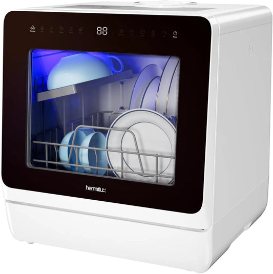 Dell Lavastoviglie, 5 L, 3 programmi, portatile, blocco bambini, ampio serbatoio, Serbatoio 'acqua Incorporato da 5L, 5 Coperti, Hermitlux, Funzione