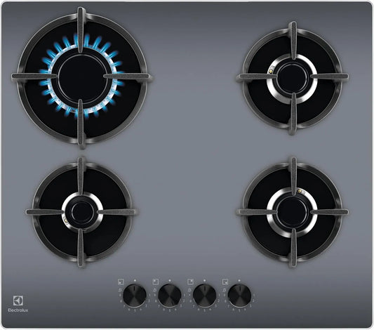 Electrolux EGG64272M Piano cottura a gas, 60 cm, 4 fuochi, ghisa, fornello a gas, Controllo Fiamma StepPower, Accensione Integrata, Sistema di