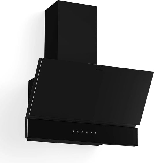 Klarstein Cappa aspirante, 60cm, 820 m3/h, cappa da cucina, inclinata, 3 velocità, montaggio a parete, Boost, touch, nero, LED, Filtro Carbone &