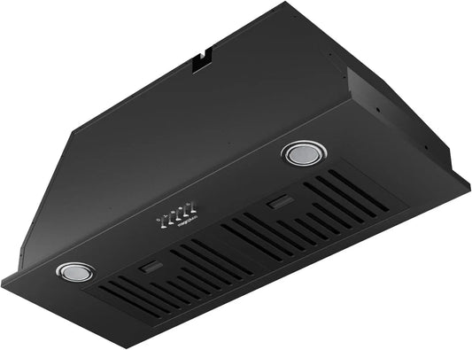 Cappa aspirante, 30 pollici, cappa da cucina, da incasso, 3 livelli, nero, Cabrio con cappa da 600 CFM con luce LED luminosa, olandese