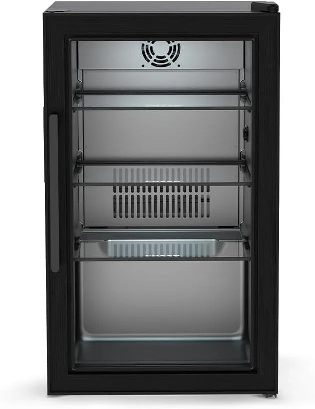 Frigorifero, 63 L, 3 a 10 °C, esterno, vetro, display digitale, spina IP44, luce LED, Raffreddamento a compressore 3, 10 °C, Vetrina bevande con porta