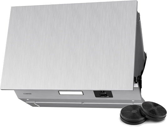 Klarstein Cappa aspirante, 60 cm, 402 m3/h, cappa da cucina, da incasso, LED: 2W, Doppio Motore CA, Ora, Efficienza Energetica: C, Controllo a