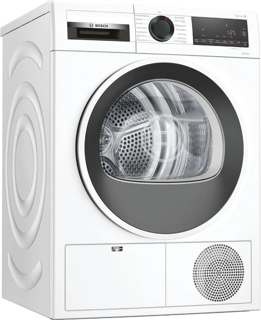Bosch serie 6 WQG241000 Asciugatrice, 9 kg, bianco, 259 kWh, anno, per auto Dry, design anti-vibrazione, sistema di asciugatura sensibile