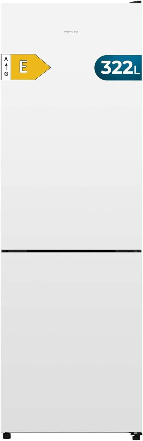 Cecotec Bolero Coolmarket Combi Frigorifero combinato, 322 L, No Frost, frigo con congelatore, bianco, Altezza 185 e Larghezza 60 cm, Basso Consumo