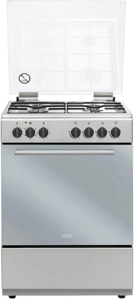 Cucina a gas con forno elettrico DL664EX, 60x60 cm, 4 fuochi, classe energetica E, acciaio inox