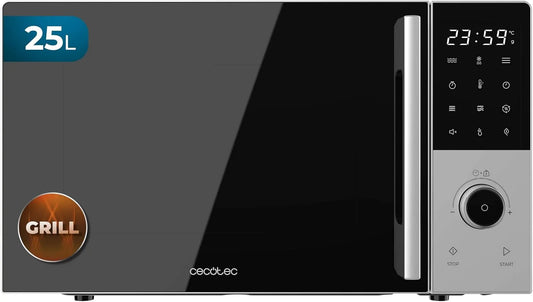 Cecotec 60m Forno a microonde, 25 L, 850/1200, 2200 W, 8 programmi, grill, touch, timer, Piatto 315mm, 5 Livelli di Potenza, Grill 1200W, Convezione