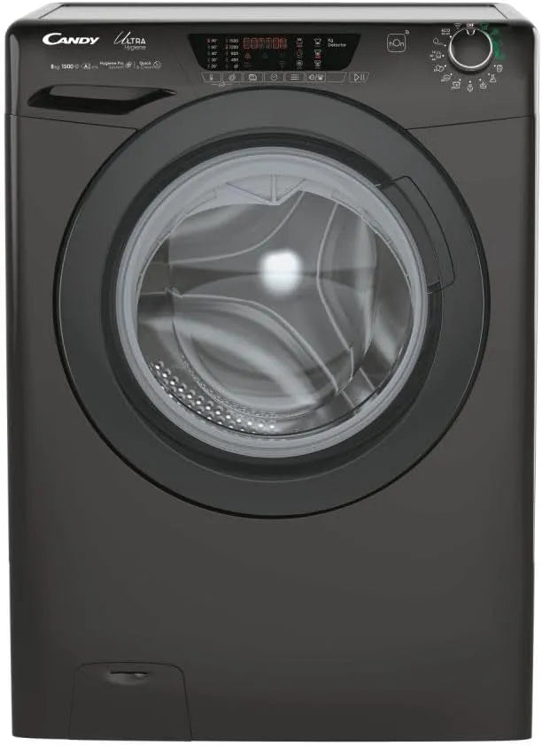 Candy HE1584TWMBB6-S Lavatrice, 53 cm, 8 kg, classe energetica A, Inverter, igiene, nero