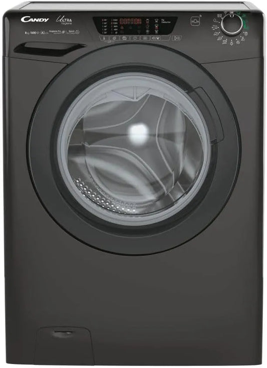 Candy HE1584TWMBB6-S Lavatrice, 53 cm, 8 kg, classe energetica A, Inverter, igiene, nero