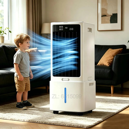 Condizionatore, 12 L, portatile, touch, ampio serbatoio, bianco, 12L Umidificatore Ambiente, Ventilatore, Raffrescatore d'Aria, Serbatoio Acqua con
