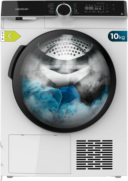 Cecotec Bolero Dresscode Dry Asciugatrice, 14 programmi, 10 kg, classe energetica E, Inverter, bianco, Funzioni come UV Care, Stiratura Facile