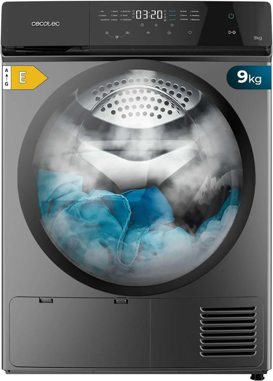 Cecotec Bolero DressCode Dry Asciugatrice, 15 programmi, 9 kg, classe energetica E, touch, acciaio inox, Tamburo Inox, Controllo Tattile, Stiratura