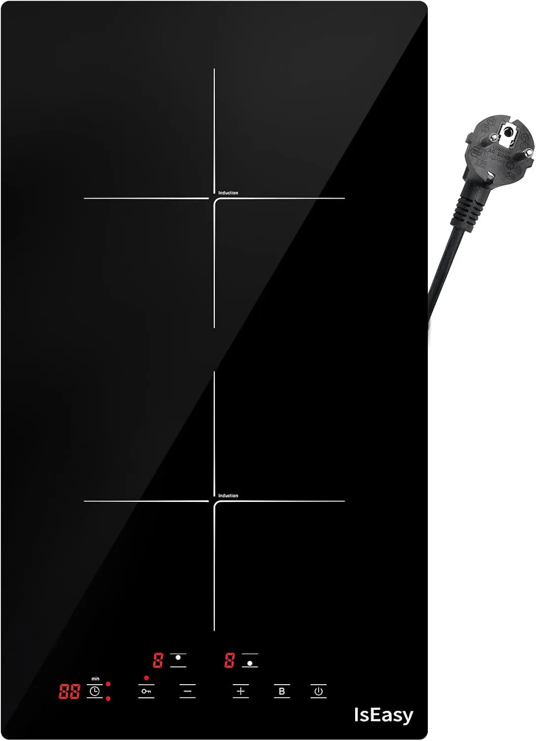 Prodotto piastra di cottura a induzione elettrica Autarkic, Doppia piastra a induzione, 3400 W, 2 fuochi, 29 cm, touch, timer, incassato