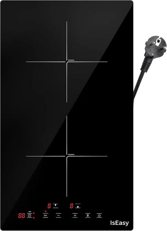 Prodotto piastra di cottura a induzione elettrica Autarkic, Doppia piastra a induzione, 3400 W, 2 fuochi, 29 cm, touch, timer, incassato