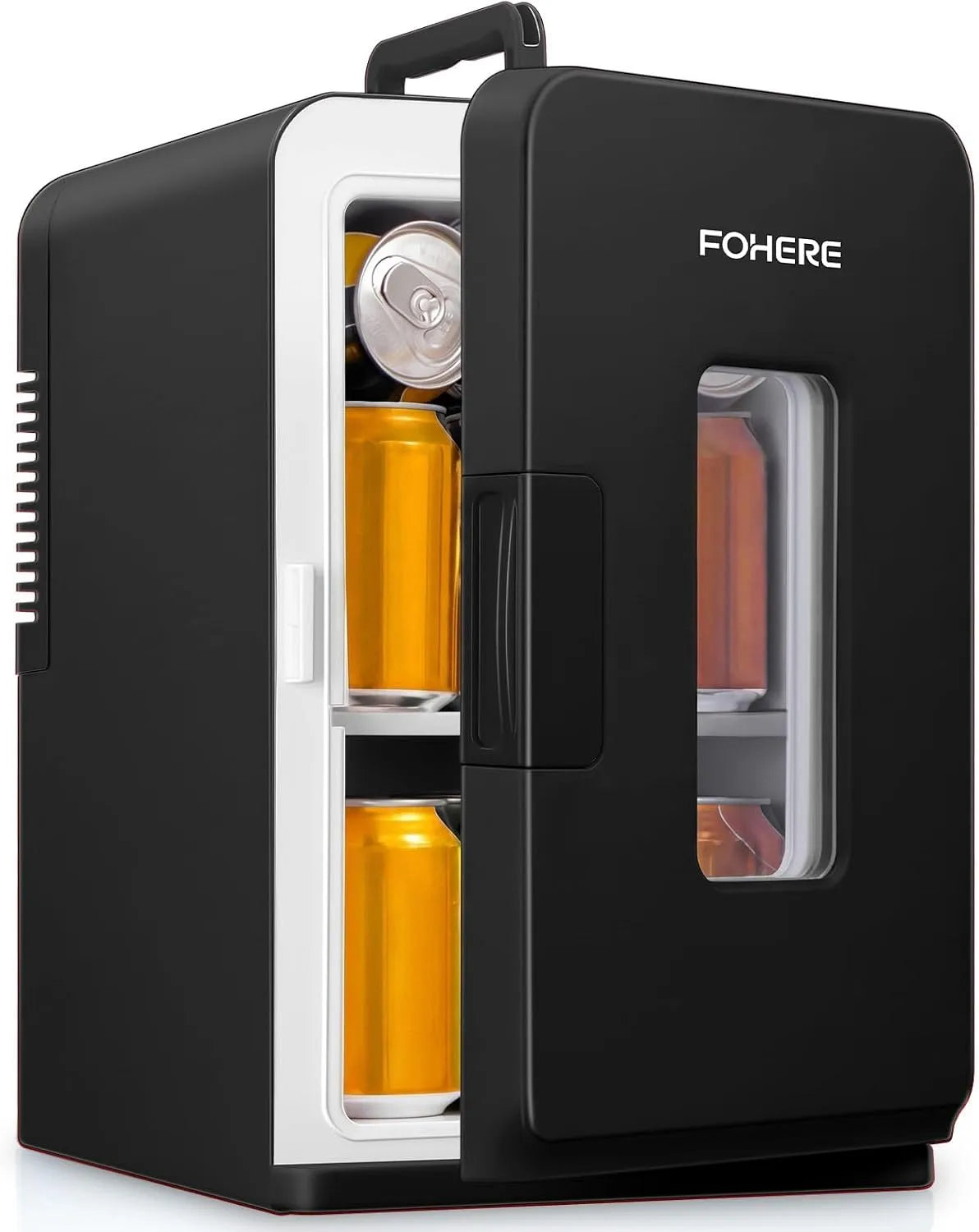 Frigorifero portatile DC, 220V, 15 L, 12 V, auto, mini frigo portatile, FOHERE Mini Frigo 2 in 1, 12V DC, Uffici e Camere da Letto, Modalità Eco & Max