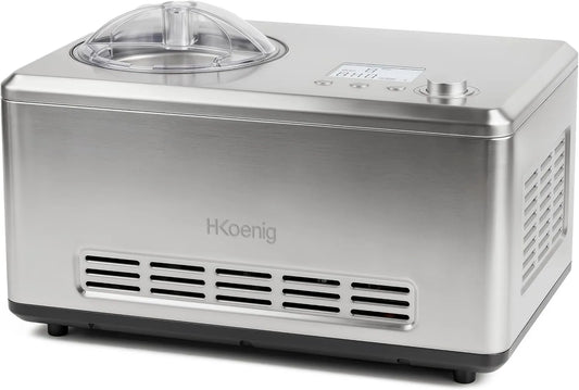 Frozen Yogurt e Sorbetti con compressore autorefrigerante, HF320 Gelatiera Elettrica Professionale per Gelati, Pronti in 40min, Inox, H.Koenig HF320