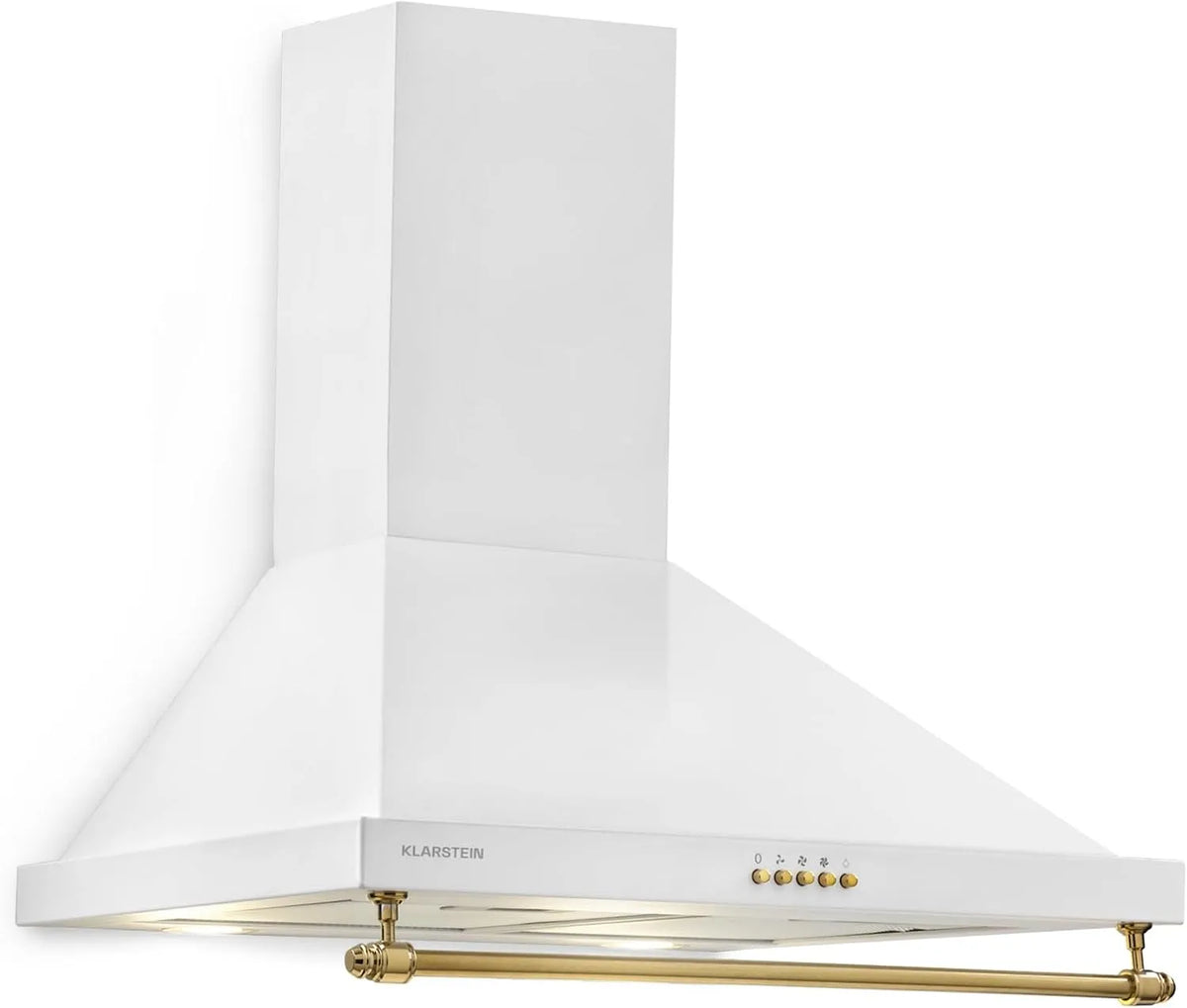 Klarstein Cappa aspirante, 60 cm, 610 m3/h, cappa da cucina, montaggio a parete, 3 livelli, bianco, Aspirazione e Circolazione d'aria, Filtro in