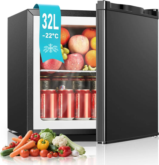 Congelatore, 32 L, freezer verticale, nero, per Hotel, Dormitorio, Appartamento, Ufficio, 7 Termostato Regolabile, Silenzioso