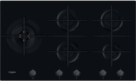 Whirlpool 958/NB Piano cottura a gas, 5 fuochi, fornello a gas, nero, WHIRLPOOL GOWL 958/NB PIANO COTTURA A GAS 5 FUOCHI PRECISE FLAME IXELIUM VETRO